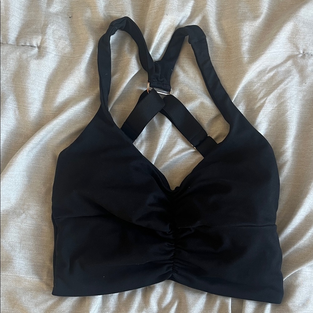 Black Ruched Crossback Bralette
